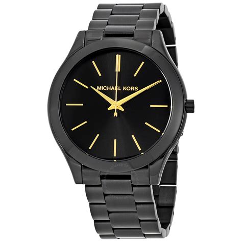 michael kors slim runway black stainless steel watch mk3221